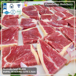 Beef BLADE Australia RALPHS frozen sampil kecil daging rendang PORTIONED CUTS 1.5" 4cm (price/pc 1kg)